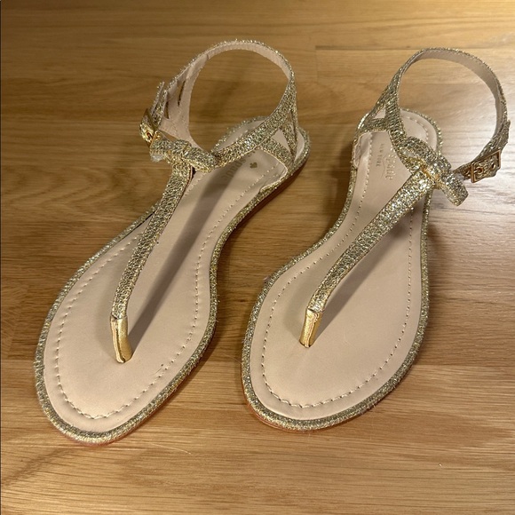 Kate Spade Glittering Gold T-strap Sandals - Picture 5 of 9
